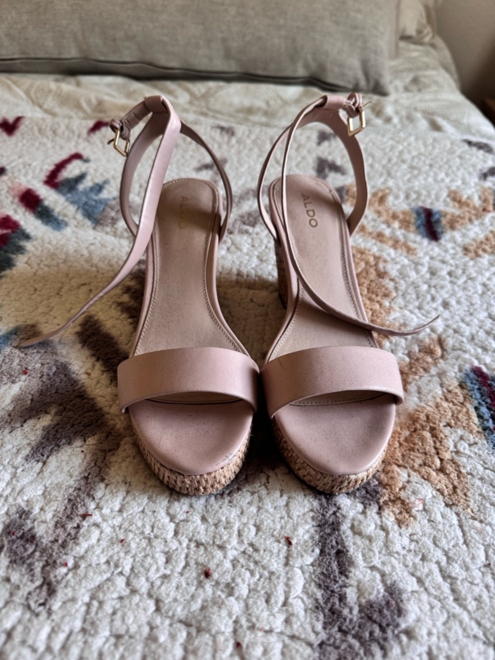 ALDO Dusty Pink Ankle-Strap Espadrille Wedges